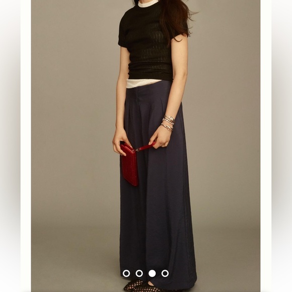 By Anthropologie High-Rise Pleated Wide-Leg Trousers in Black - Picture 4 of 16